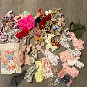 Huge lot of newborn baby girl headbands bows clips